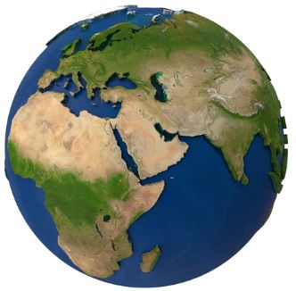 Globe showing Africa and Asia
